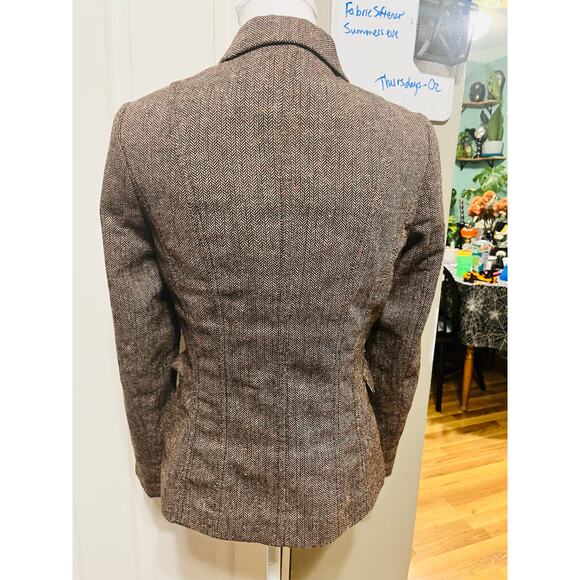 H&M Multicolor Pink Brown Tweed Blazer Jacket Size 12 Tailored old money preppy - Picture 10 of 10